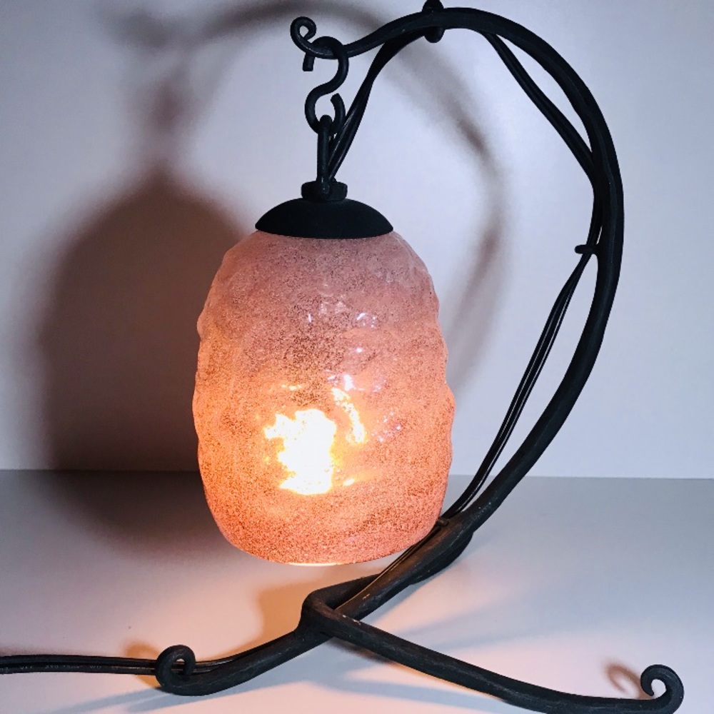 Vintage Glass Blown Purple Vine Desk Lamp